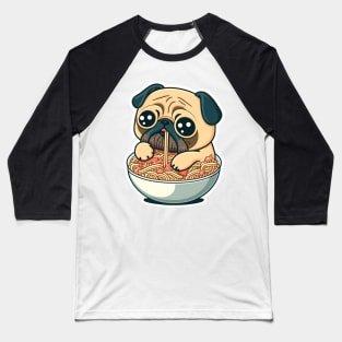 Cute pug eats ramen Baseball T-Shirt